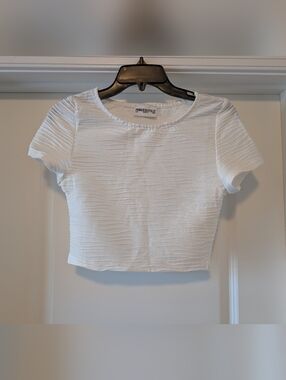 Princess Polly White Textured Crop Top